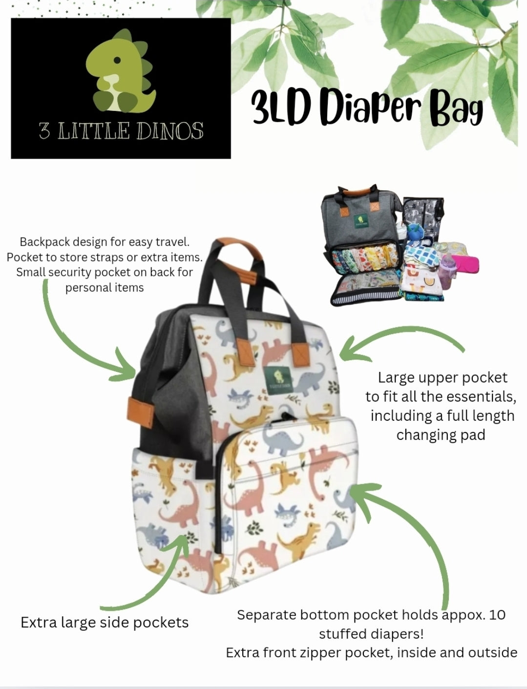 Black Bear Diaper Backpack